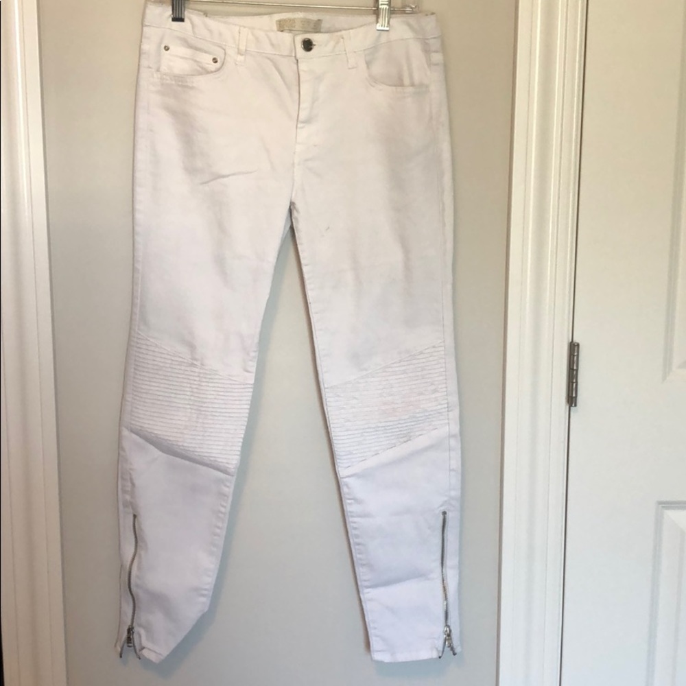 Zara white moto jean ankle legging